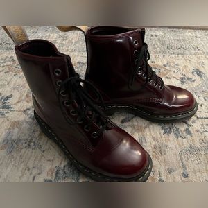 Dr. Martens burgundy boots. Vegan leather. Size 8
